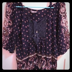 Peasant off shoulders Multi colored blouse